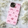 thumbnail image 5 of Girly Pink iPhone Case, Cute Bows, Hearts, and Cherry Pattern, Soft Kawaii Pastel Aesthetic Cover for iPhone 16 15 14 13 12 11 Plus Pro Max Mini, 5 of 6