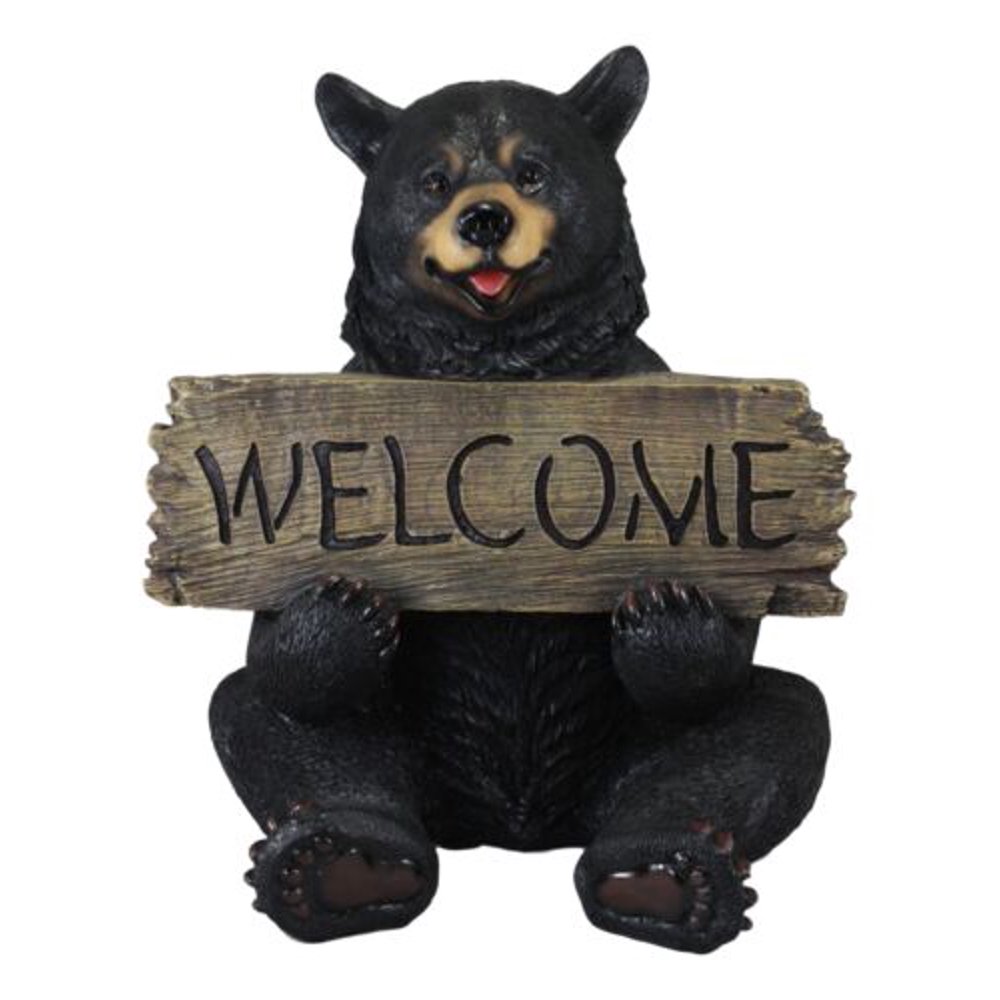 Ebros Large Rustic Sitting Black Bear Guest Greeter Statue
