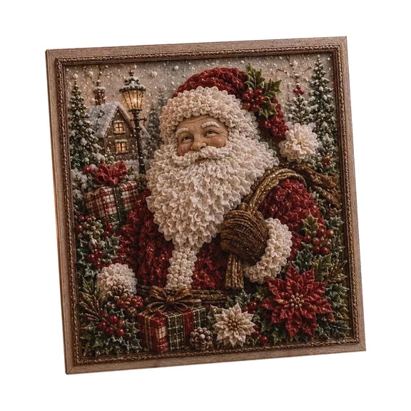 Clearance!3D Christmas Fabric Poke Art Kit, Vintage Holiday Handmade Decoration,Handmade Fabric Poke Art Kit, DIY Christmas Craft Kit for Adults & Beginner