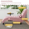 thumbnail image 3 of FFH Chaise Lounge Indoor, Velvet Button-Tufted Chaise Lounge Chair with Bolster Pillow, Pink, 3 of 7