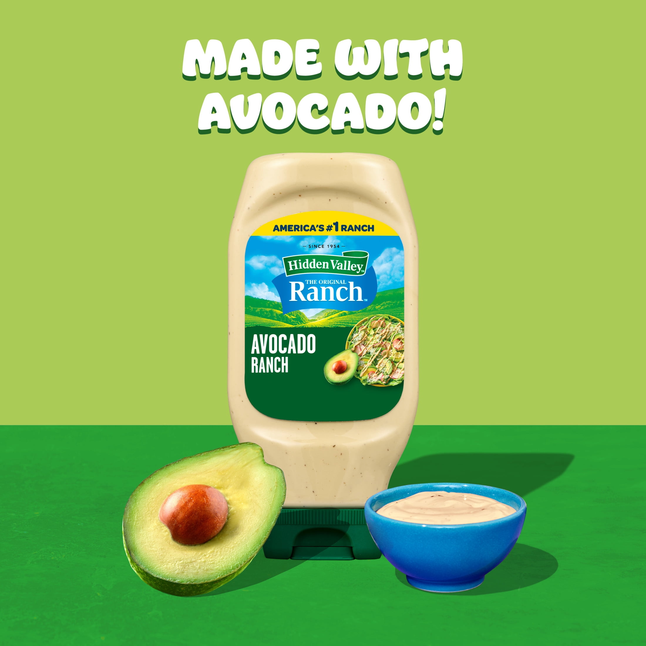 (3 pack) Hidden Valley Avocado Ranch Salad Dressing & Condiment, 16 fl oz Squeeze Bottle