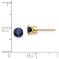 thumbnail image 3 of 14k Yellow Gold 5mm Natural Sapphire Stud Earrings September Birthstone Gemstone, 3 of 7