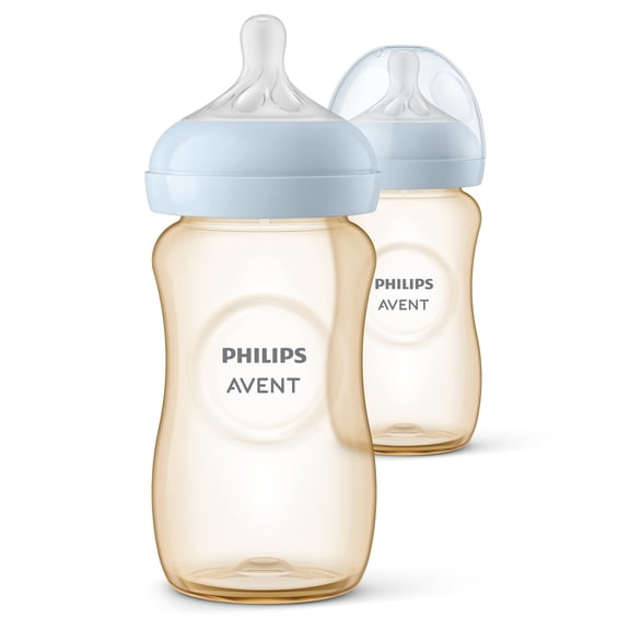 Philips Avent Ppsu Natural Baby Bottles - with Medium Flow Nipples (Flow 3), 9oz, 2-Pack, SCY943/12