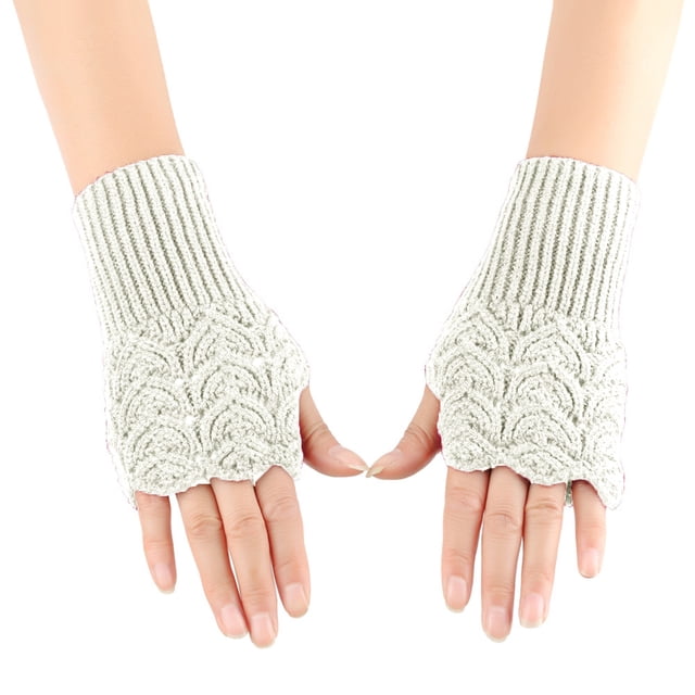 Guantes de punto para mujer, guantes de lana Love, guantes de punto con forma de corazón hueco, mangas de dedos con fugas de invierno, guantes de muñeca cálidos, guantes de mujer