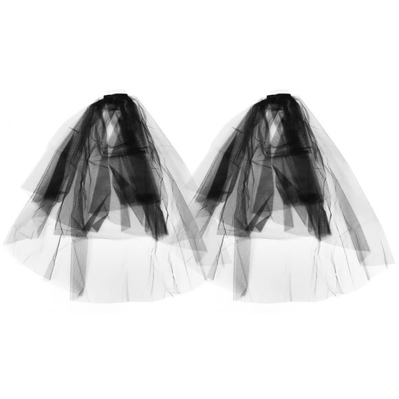 2 unids Peluito Peinado Velo Pasado Cubierta de doble capa Hijabs Velos de doble capa