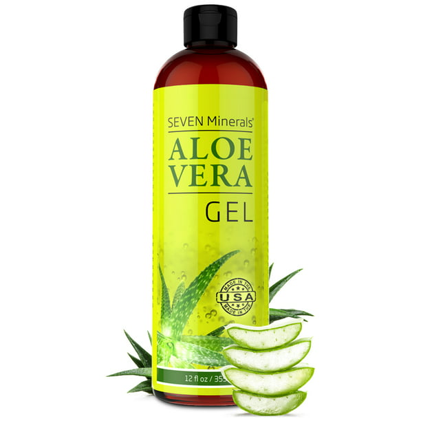 Ib opadgående bryllup Seven Minerals Organic Aloe Vera Gel with 100% Pure Aloe From Freshly Cut  Aloe Plant, Not Powder - No Xanthan, So It Absorbs Rapidly with No Sticky  Residue - Big 12 fl oz - Walmart.com