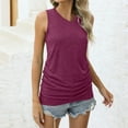 thumbnail image 2 of Diufon Womens Tank Tops Summer Casual V Neck Sleeveless T-Shirts Solid Color Pleated Tunics, 2 of 7