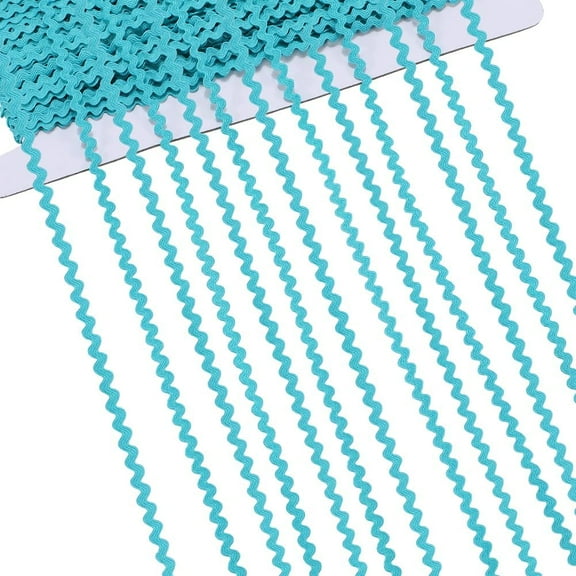 40M Polyester Wavy Fringe Trim Ribbon Wave Bending Ribbon Dark Turquoise 1/8 inch(3mm)