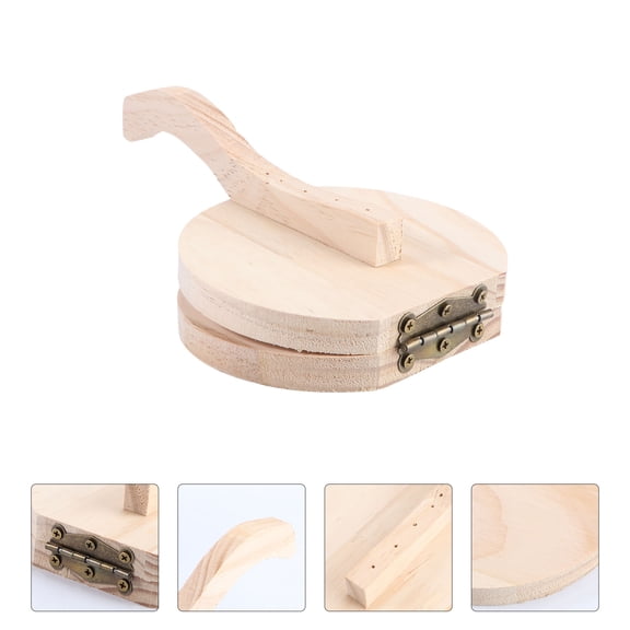 HIAKDOFT Dough Pressing Tool Wood Wooden Dumpling Wrapper Presser Khaki 1Pc 7.7X4.7X1.2In