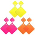thumbnail image 1 of 3 Pairs 80's Neon Earrings Retro Earrings 80S Square Drop Dangle Earrings for Women Girls Cosplay Pa, 1 of 5