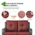 thumbnail image 2 of PARKWELL Patio Rattan Seat Sofa Cushioned Loveseat,Outdoor Wicker Furniture,Red, 2 of 6