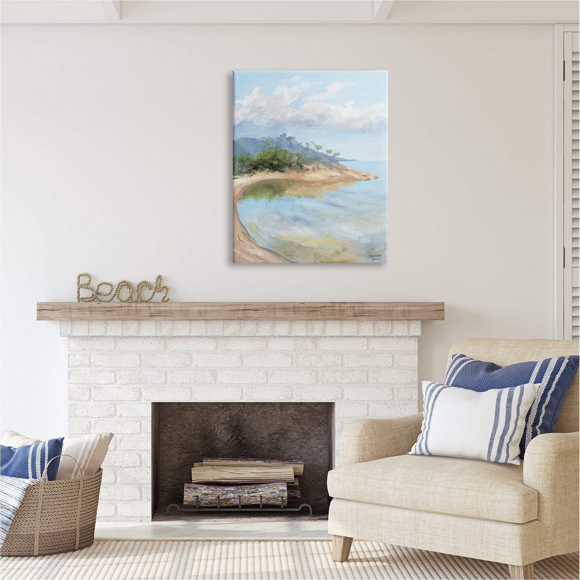 Stupell Industries Soft Beach Painting Landscape Painting Gallery Wrapped Canvas Art Print Wall Art, 30 x 40