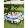 thumbnail image 5 of 60x102 Inch Outdoor Tablecloth with Umbrella Hole Zipper Rectangle Pink Blue Ombre Rectangular Tablecloths Outside Waterproof Modern Boho Ethnic Tie Dye Geometric Patio Table Cover for Picnic Party, 5 of 8