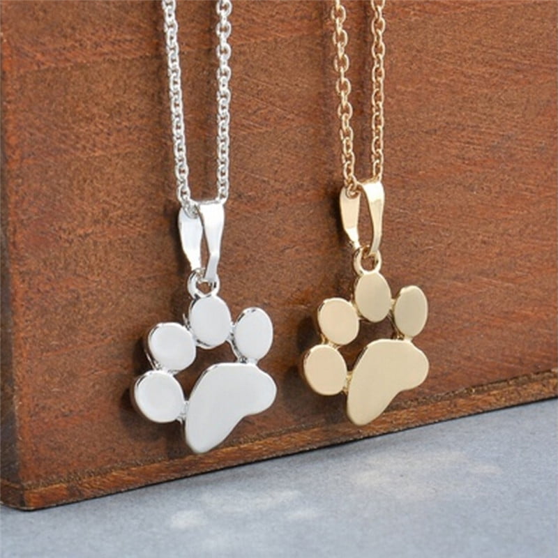 Women Fashion Cute Pets Dogs Footprints Cat Paw Pendant Chain Necklace Jewelry 