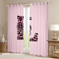 thumbnail image 2 of Erosebridal Black Pink Leopard Print Bow Knot Girl Blackout Curtains Set of 2 (52x84 Each),Personalized Initial L Window Curtains For Teens, 2 of 6