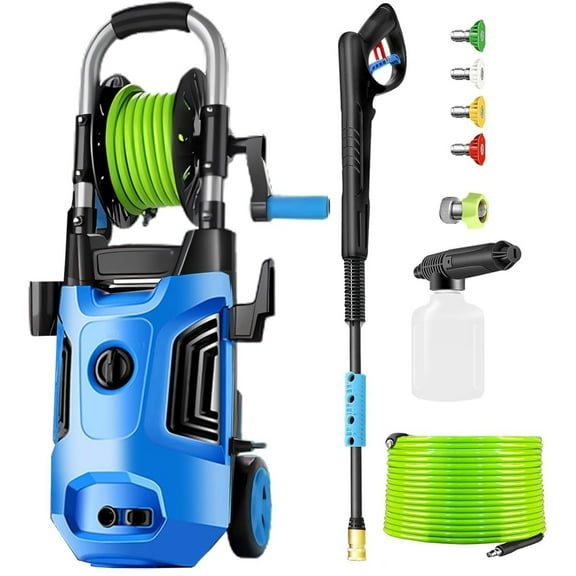 4800 PSI Electric Pressure Washer 2025 New 4.0GPM Power Washer with 33ft Pressure Hose, 4 Nozzle and Detergent Tank for Cars, Upgraded Blue