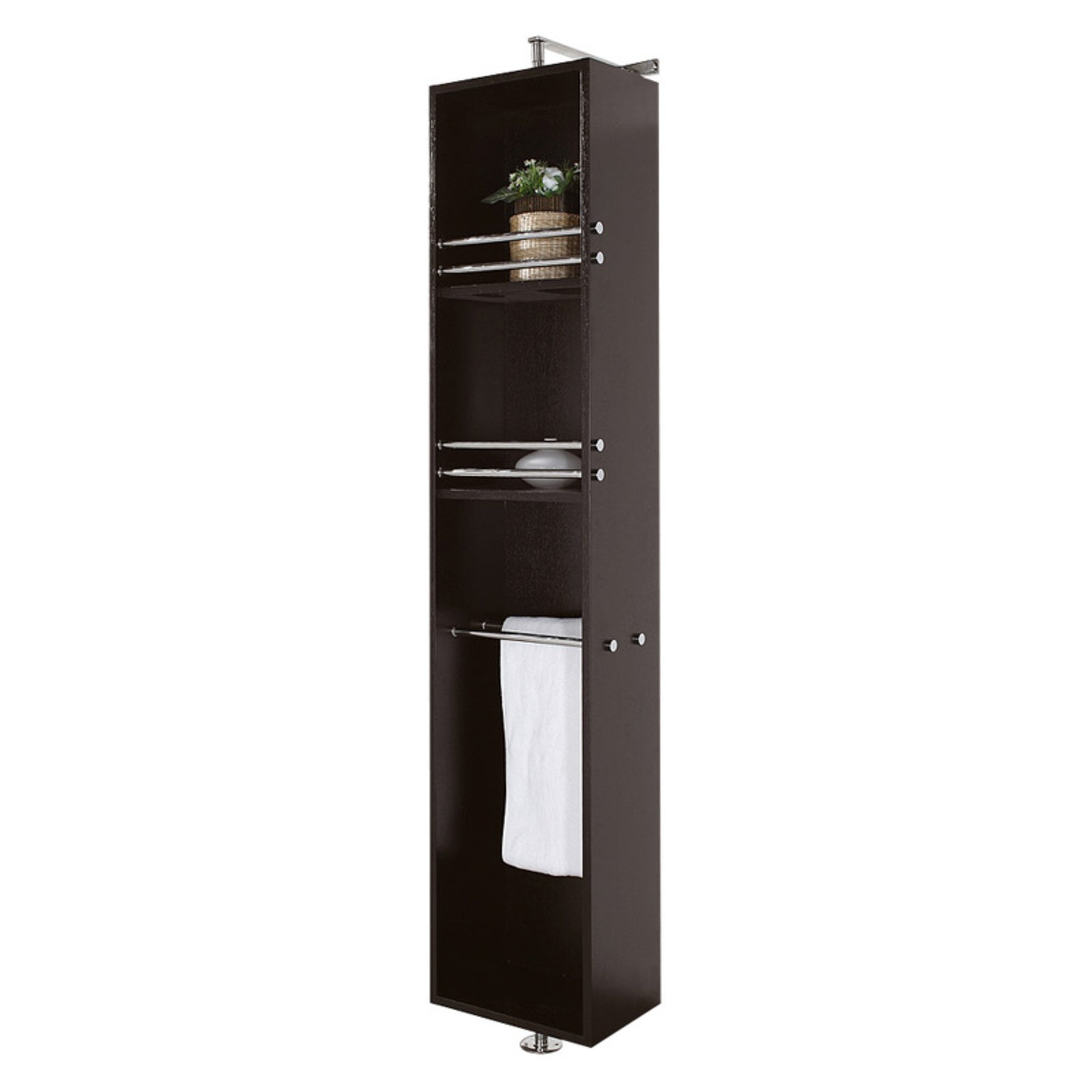 Wyndham Collection Claire Linen Tower 360 Degree Rotating Floor Cabinet With Full Length Mirror In Espresso