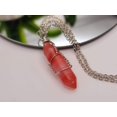 thumbnail image 4 of Crystal Point Necklace Silver Tone Strawberry Quartz Pendant Necklace, 4 of 5