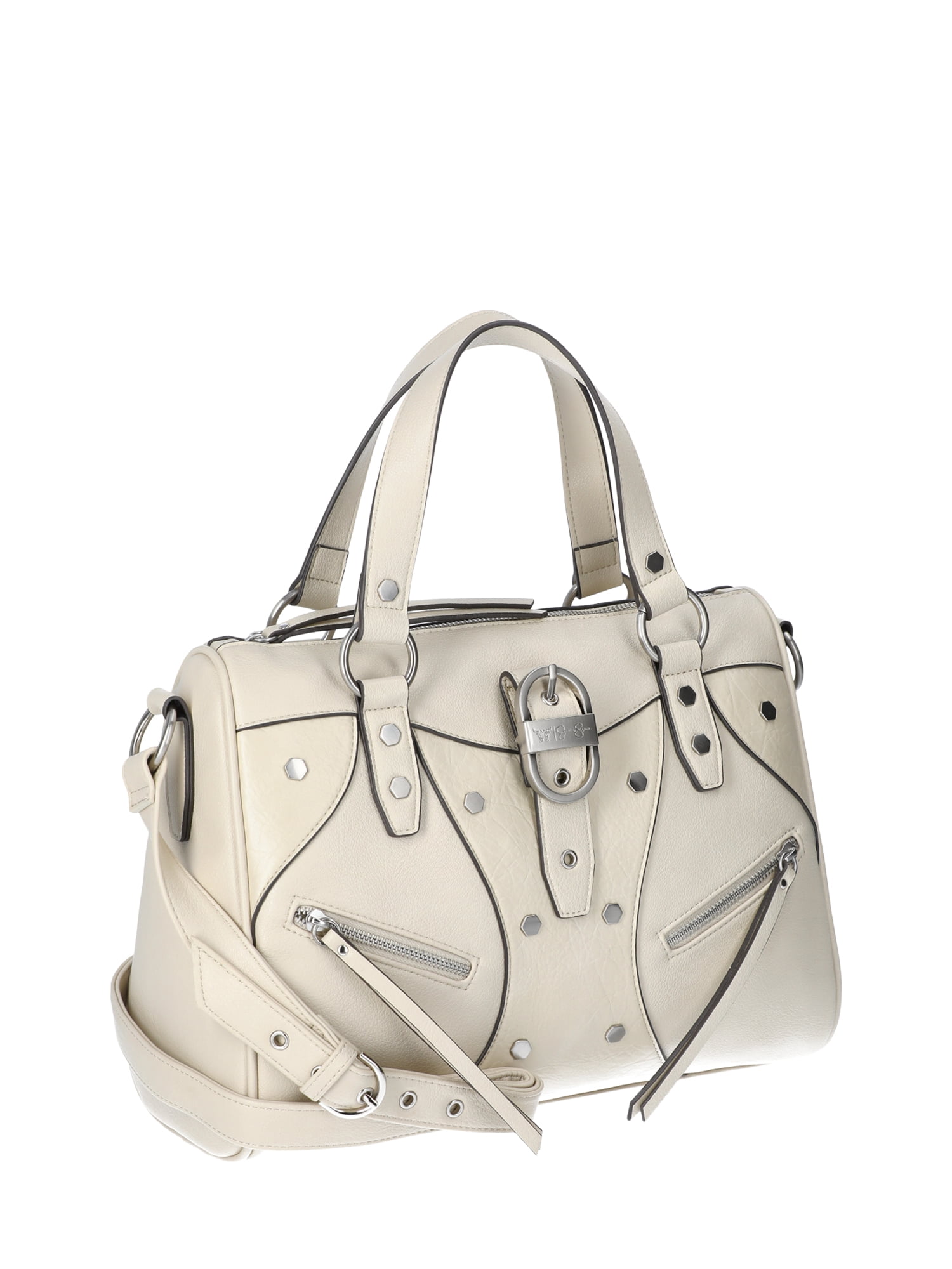 Jessica Simpson Women's Courtney Faux Leather Satchel Handbag, Cream Bruleé