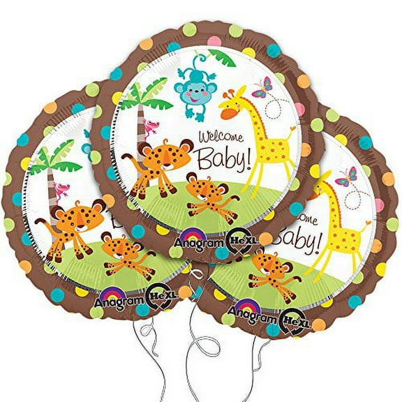 Welcome Baby Animal Themed 18" Round Mylar Balloon 3pk