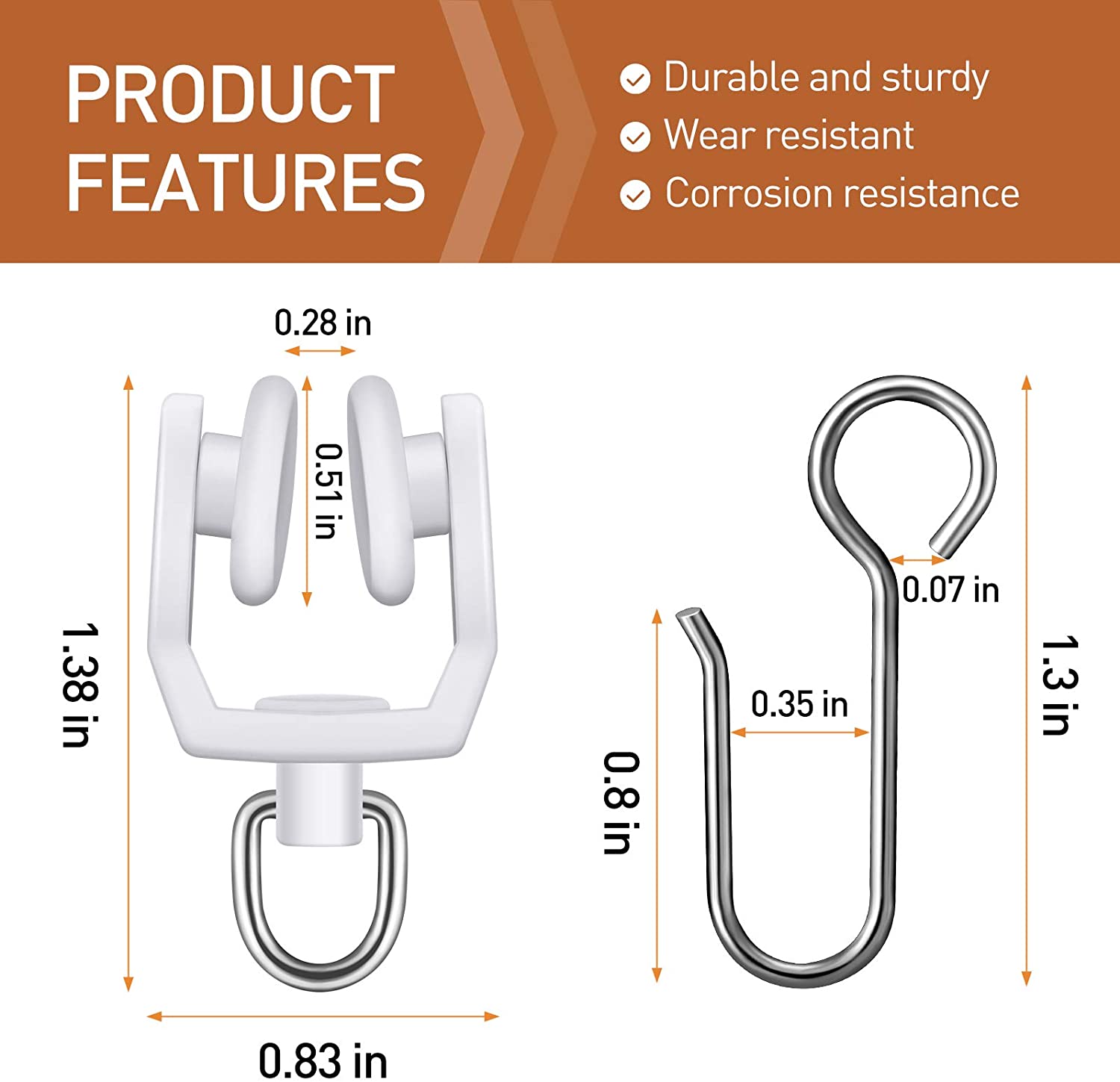 120 Pieces Curtain Track Sets 60 Pieces Ceiling Curtain Track Hooks, 60  Pieces Track Rollers Metal Shower Curtain S Hooks Straight Curved Curtain  Track Rollers for Ceiling Track