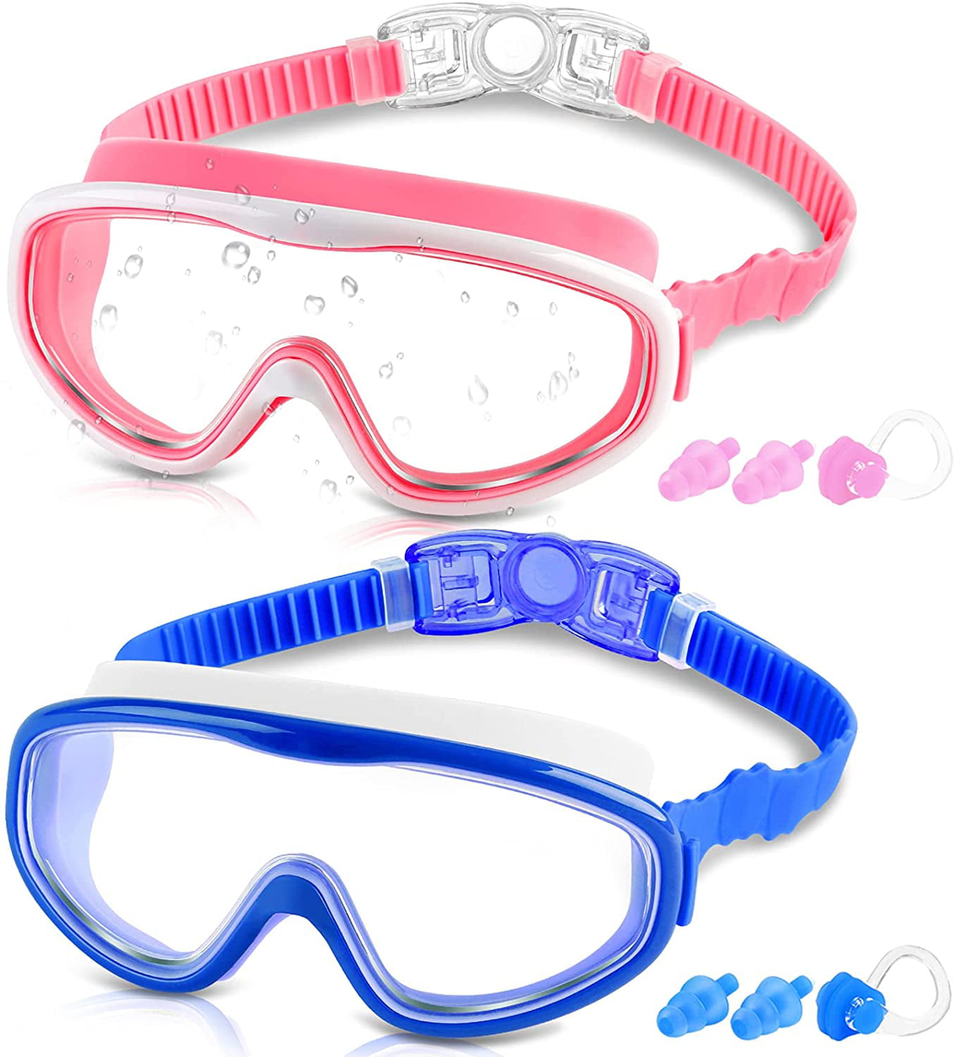 UV Protection Swimming Glasses for Children and Early Teens from 3 to 15 Years Old Yizerel 2 Pack Kids Swim Goggles Wide Vision Anti-Fog Waterproof 