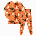 thumbnail image 6 of Zuwimk Halloween Girls Pajamas 2-Piece Pjs Set Kids Long Sleeve and Pants Jammies Casual Wear Girls' Sleepwear Lounge Clothes Outfits(A149-Orange), 6 of 9