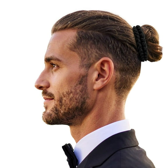 Men's Hair Ties Size Medium 8-Pack Bun Ponytail Holders Thick Hair Soft & Strong Super Strechy Made in the USA Black