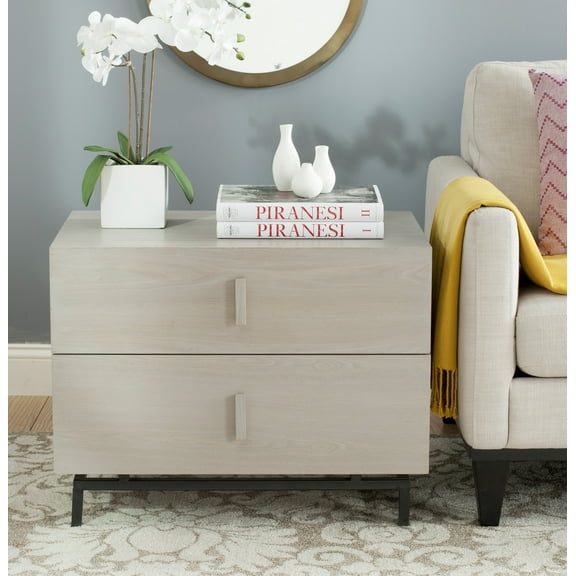 SAFAVIEH Herschel Scandinavian Lacquer 2-Drawer Cabinet, Grey