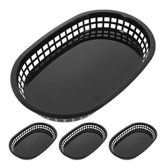 VERDANVERSE 4Ud Canastas De Plástico Para Comida Rápida Color Negro Para Pan Hot Dogs Y Snacks