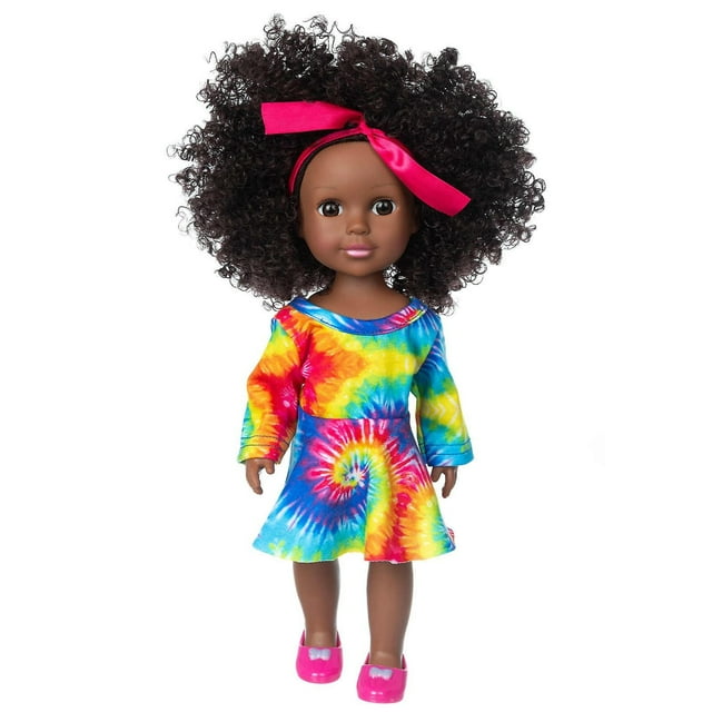 Baby Toy HUOGUO, pelo rizado africano negro, 35 cm, de vinilo