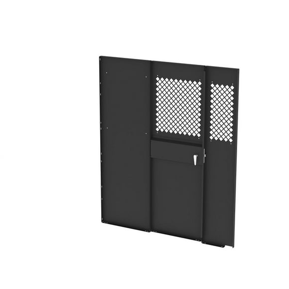 Masterack Bulkhead Divider 02J180KP Full Bulkhead; With Hinged Door; Solid Left/Hinged Middle/Perforated Right Window; Black; Steel; With Mounting Hardware