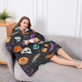 thumbnail image 5 of Oversized Wearable Blanket Hoodie,Halloween Skull Pumpkin Pattern Sherpa Blanket Hoodie with Super Pockets,Super Warm Fuzzy Pullover for Women & Men, 5 of 6