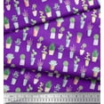 thumbnail image 2 of Soimoi Purple Heavy Satin Fabric Cactus Leaves Print Fabric by the Yard 54 Inch Wide, 2 of 3
