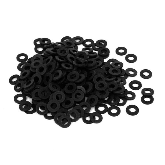 Unique Bargains 4mm x 8mm x 1mm Nylon Flat Washers Spacers Gaskets Fastener Black 300Pcs