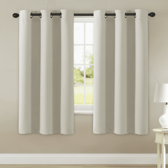 Thermal Insulated Blackout Curtain Panels for Bedroom Living Room, 63 Inch Long Grommet Window Drapes for Privacy Room Darkening, Set of 2 Panels in Ivory Cream Color