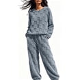 thumbnail image 2 of FAIWAD Fleece Pajama Sets for Women 2 Piece Long Sleeve Tops Elastic Pants Soft Sleepwear Outfits, 2 of 8
