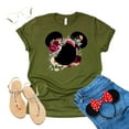thumbnail image 4 of Mickey Flower Shirt, Mickey Floral Shirt Wreath T-Shirt Adult Women Ladies Boho Character Shirt (Olive, XX Large), 4 of 6
