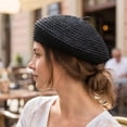 thumbnail image 4 of Byfri Crochet Straw Beret Hat French Artist Style Summer Hat for Women Daily Wear 54-58cm, 4 of 7