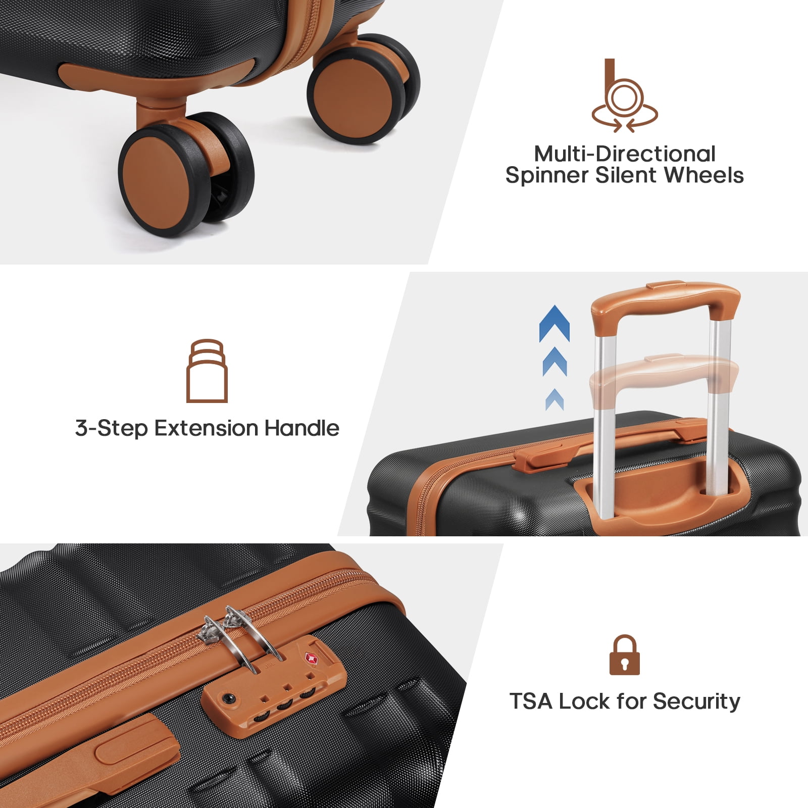 MIUSSE Hard Shell Luggage Sets, 3 Piece Luggage Set, 20/24/28 IN Carry On Luggage with TSA Lock Spinner Wheels, Hard Shell Suitcases Women Men
