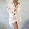 thumbnail image 2 of Long Cardigans for Women Winter Knitted Loose Hooded Long Cardigan Sweater Pocket Coat, 2 of 6