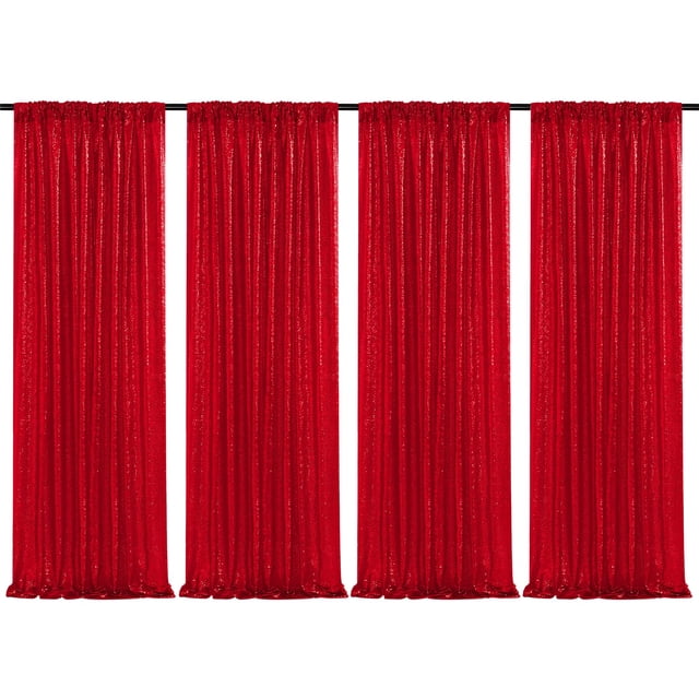 Cortina SoarDream con fondo de lentejuelas, color rojo, 60 x 240 cm, 4 unidades