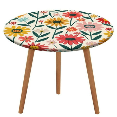 

ZHANGS Fun Zinnia Patch 654 Round Table Cover Stain-Resistant Fitted Tablecloth Oil-Proof Wipeable Elastic Table Cover Waterproof Table Cloth for Halloween Thanksgiving Christmas