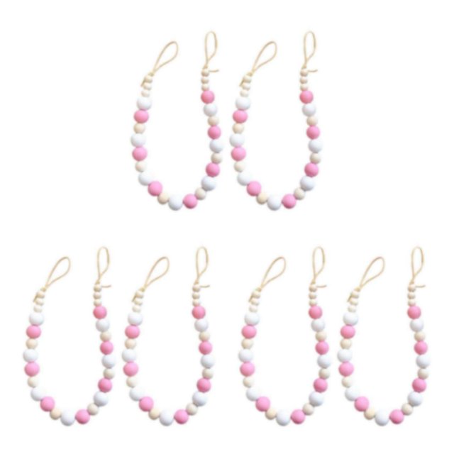 mmirethe Ensemble Tendance de 2 Tiebacks de Rideaux de Perles de Bois d'Inspiration Boho Rideaux Rose 52cm 3Set