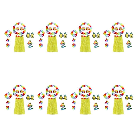 Qarigey Hermosas guirnaldas, Hula, Kit de accesorios para disfraz, ropa inferior, vestido elegante, pajitas, faldas, decoración de Accesorios de disfraces Amarillo