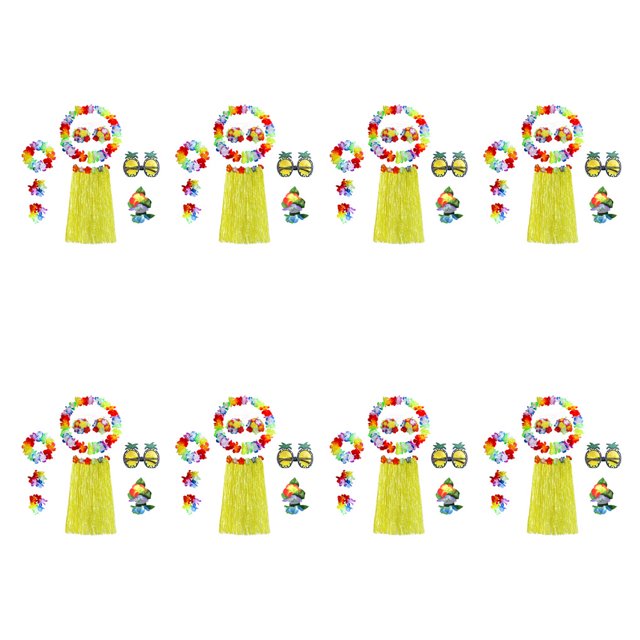 Qarigey Hermosas guirnaldas, Hula, Kit de accesorios para disfraz, ropa inferior, vestido elegante, pajitas, faldas, decoración de Accesorios de disfraces Amarillo