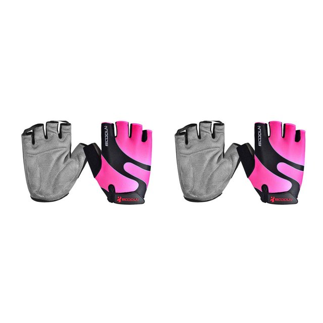 Soidarity Verano hombres mujeres ciclismo guantes medio dedo Skate gimnasio Fitness Sport Bike bicicleta manopla para BOODUN rosado L 2piezas
