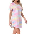 thumbnail image 4 of INSPIRE CHIC Women's Mother's Day Sleepshirt T-shirt Dress Colorful Striped Short Sleeve Nightshirt Nightgown 2XL Light Rainbows, 4 of 6