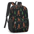 thumbnail image 2 of Bigfoot and Tree Black Pattern 17" School Backpacks for Teens,Waterproof Oxford Fabric,S-Shape Padded Straps for School,Travel,Hiking,Camping, 2 of 6
