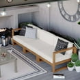 thumbnail image 2 of Lounge Sectional Sofa Chair Set, White Natural, Teak Wood, Fabric, Modern Contemporary, Outdoor Patio Balcony Cafe Bistro Garden Furniture Hotel Hospitality, 2 of 10